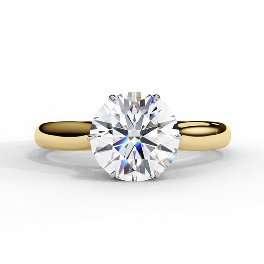 1.92 Carat Round Lab-Grown Diamond Six-Prong Solitaire Engagement Ring in 14K Gold