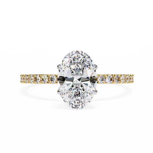 1.49 CTW Oval-Cut Lab-Grown Diamond Pavé Engagement Ring in 14K Gold