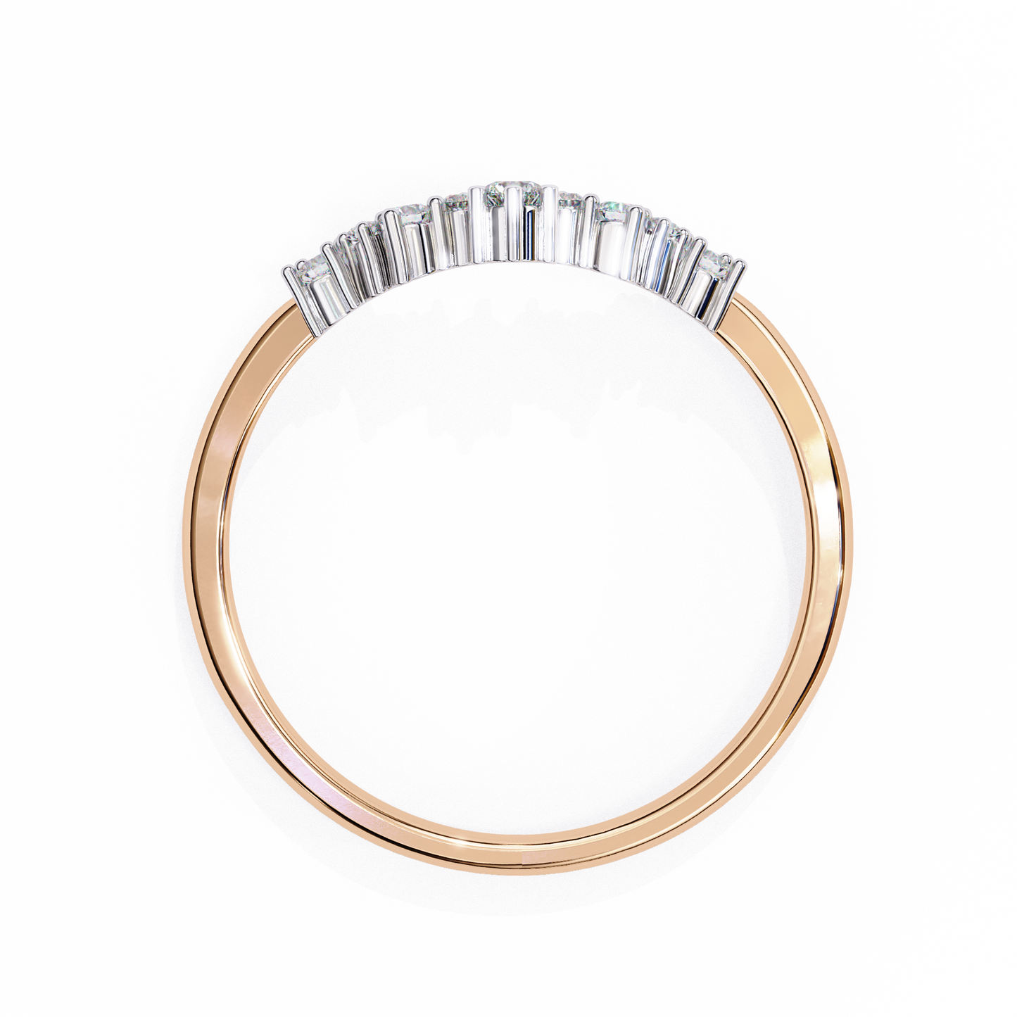 0.25 CTW Graduated Crown Lab Grown Diamond Curved Wedding Band In 14K Gold
