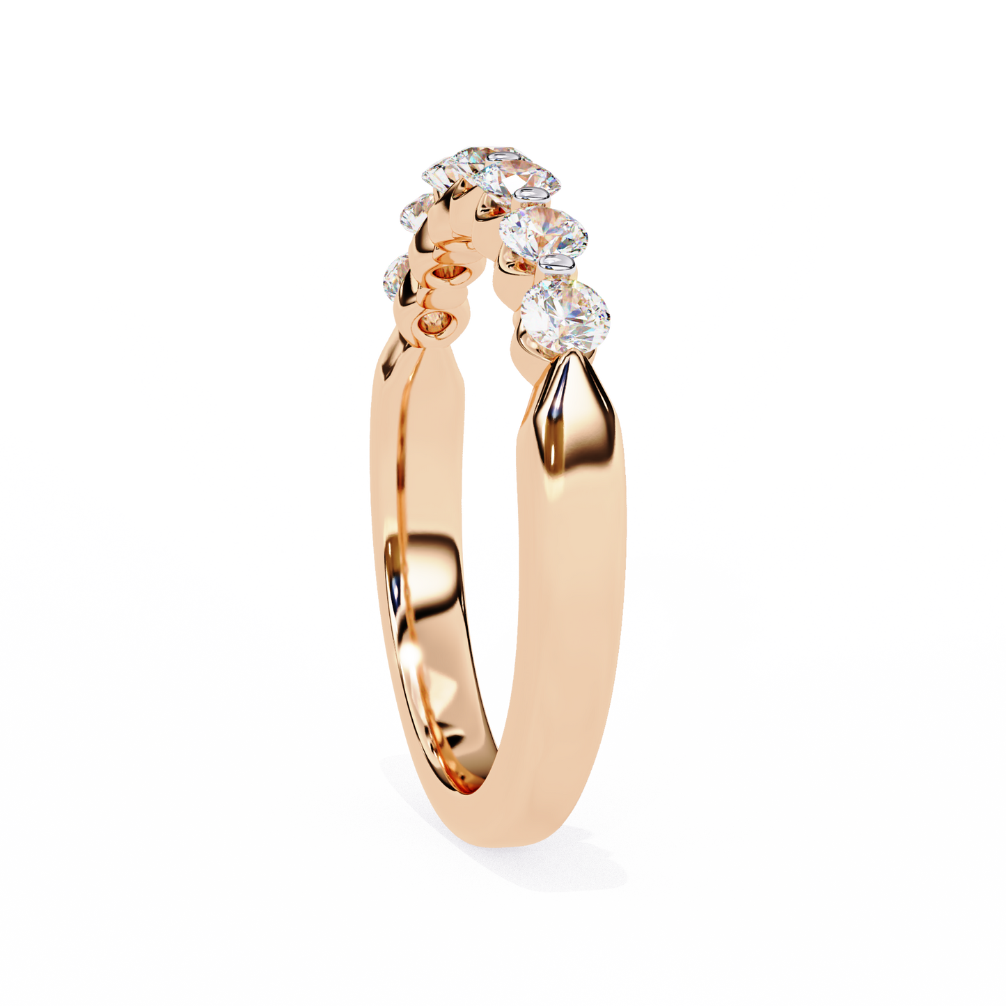 Seven Stone Round Lab Grown Diamond Half Eternity Band 14K Gold 0.52 Ctw