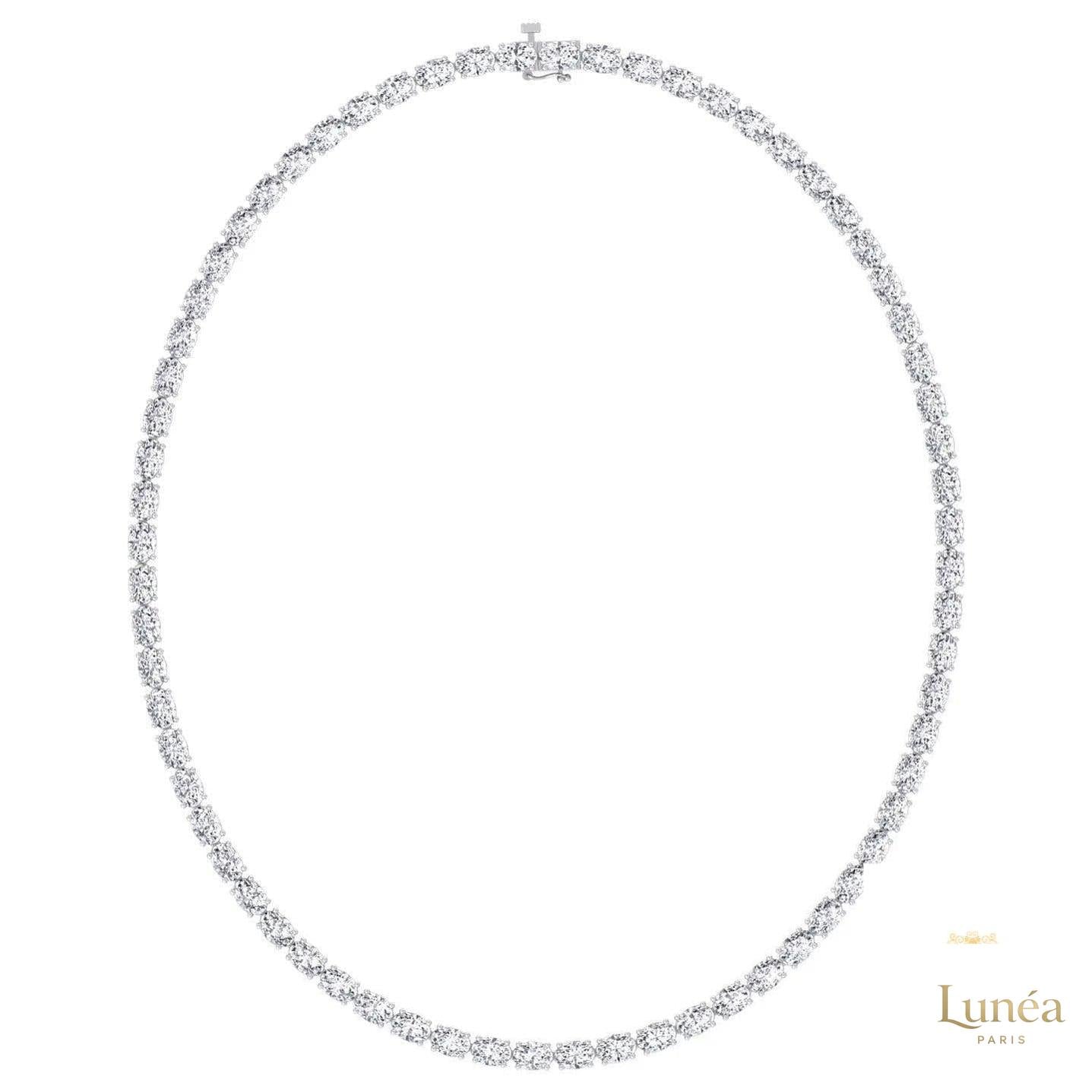 East-West Oval Diamond Tennis Necklace