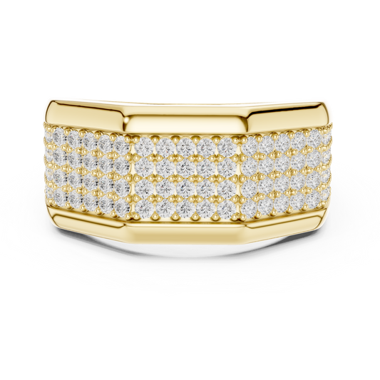 1.20 CTW Multi-Row Round Lab-Grown Diamond Wide Men’s Band in 14K Gold