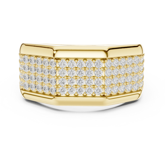 1.20 CTW Multi-Row Round Lab-Grown Diamond Wide Men’s Band in 14K Gold — product image 2