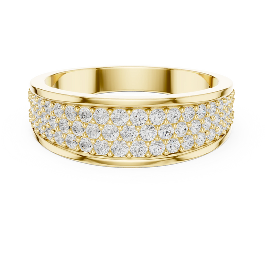 0.93 CTW Multi-Row Pavé Lab-Grown Diamond Wide Men’s Band in 14K Gold — product image 2