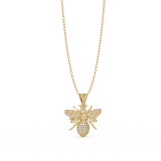 1.04 ct Bee Diamond Pendant Necklace | 14K Gold |