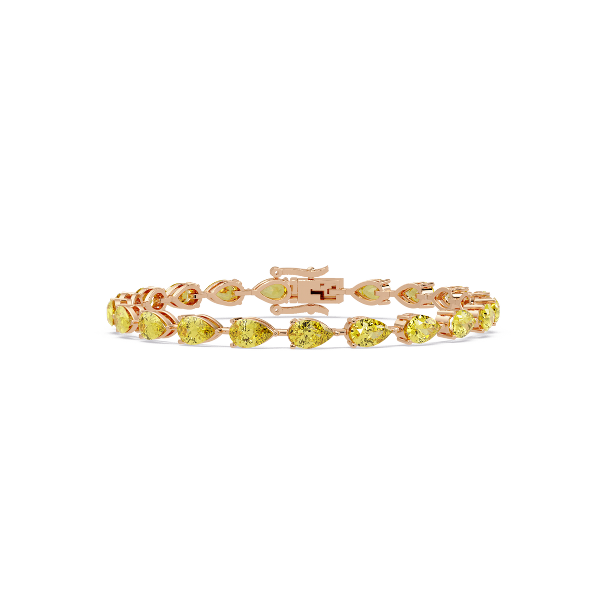 Pear-cut citrine yellow colorstone tennis bracelet in rose gold
