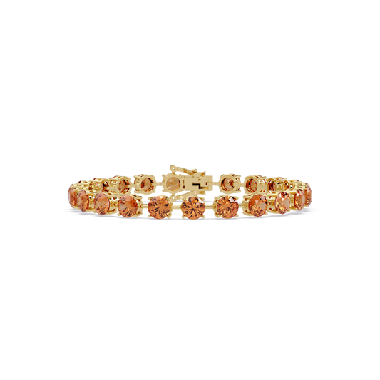 Round champagne topaz colorstone tennis bracelet in yellow gold