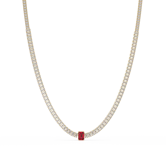 24.0 CTW Emerald-Cut Colorstone Necklace – CAD image 1