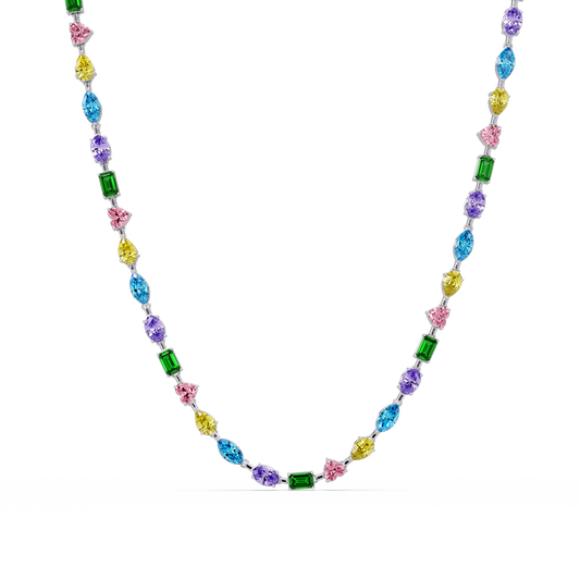 15.1 CTW Mixed-Shape Colorstone Necklace