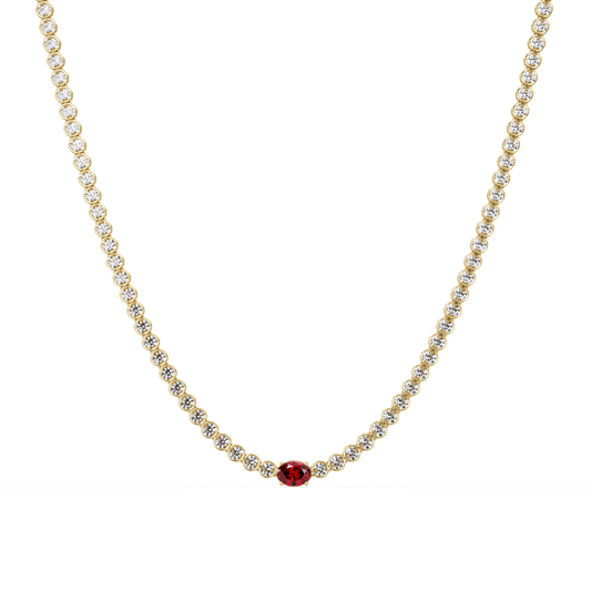 10.9 CTW Round & Oval Colorstone Necklace