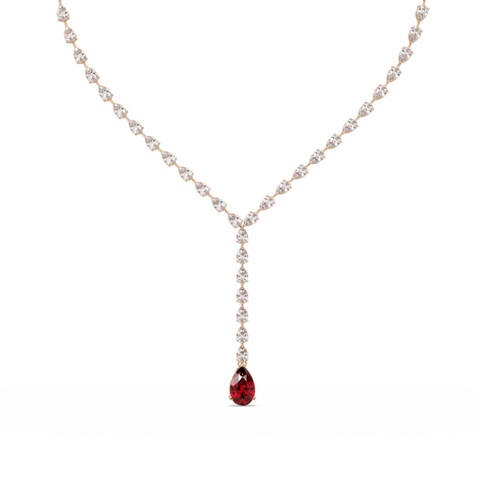 16.3 CTW Pear-Cut Colorstone Tennis Necklace
