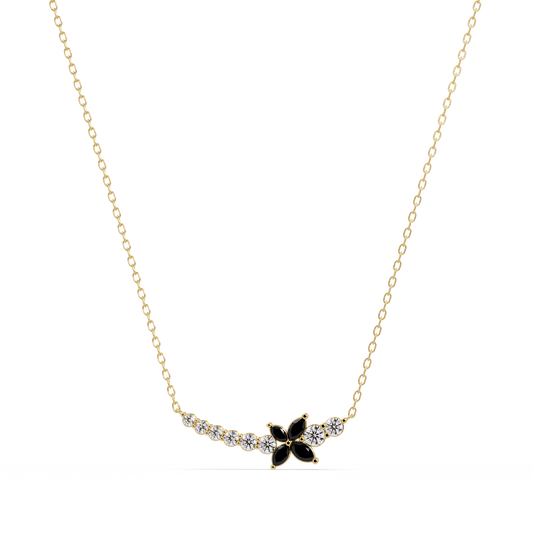 1.7 CTW Round & Marquise Floral Cluster Colorstone Necklace – CAD image 7862