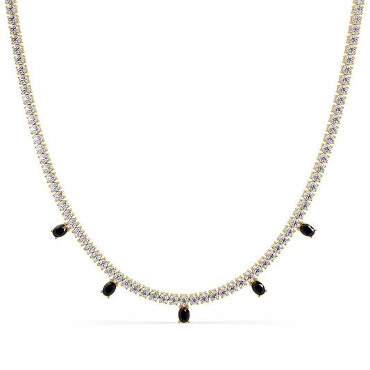 14.2 CTW Round Diamond & Oval Colorstone Drop Tennis Necklace – CAD image 7973
