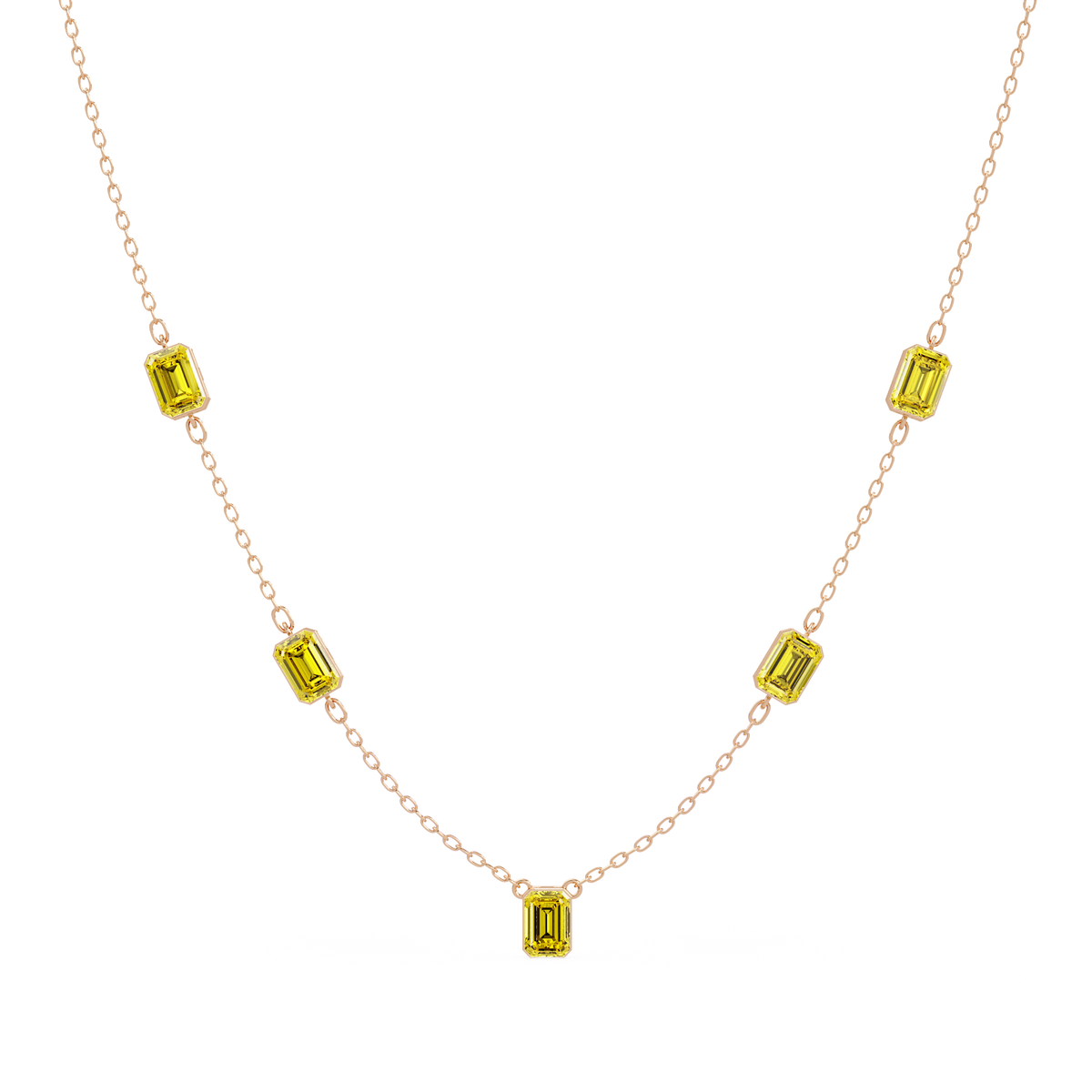 3.8 CTW Emerald-Cut Colorstone Station Necklace - CAD image 8198