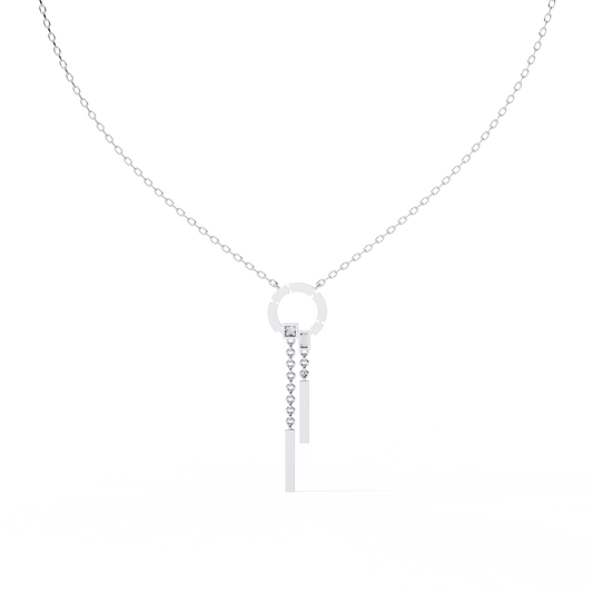 0.38 Ct Geometric Diamond Lariat Necklace 14K Gold Lab Grown