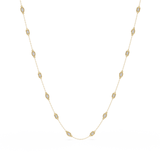 2.78 Ct Marquise And Emerald Diamond Station Necklace In 14K Gold Lab Grown