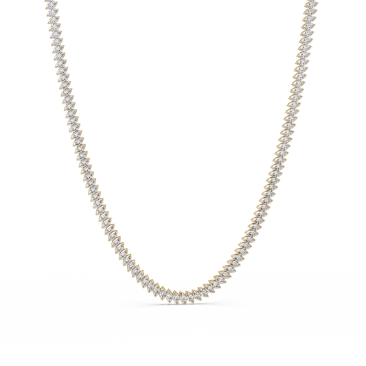 15.98 Ct Marquise Diamond Tennis Necklace 14K Gold Lab Grown