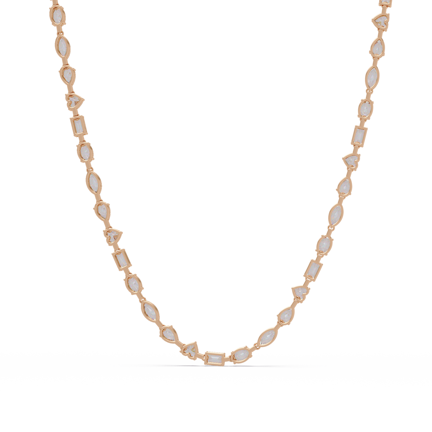 15.07 Carat Mixed Shape Diamond Necklace In 14K Gold Lab Grown