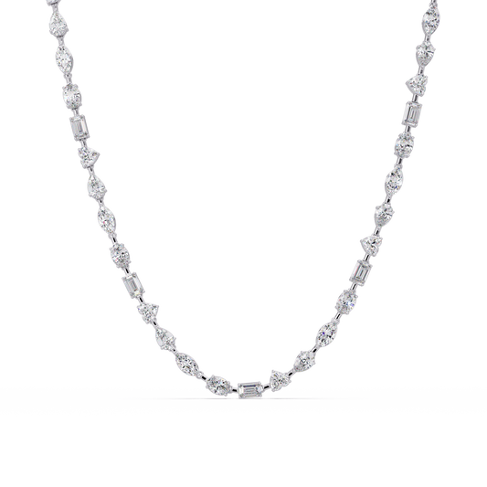 15.07 Carat Mixed Shape Diamond Necklace In 14K Gold Lab Grown