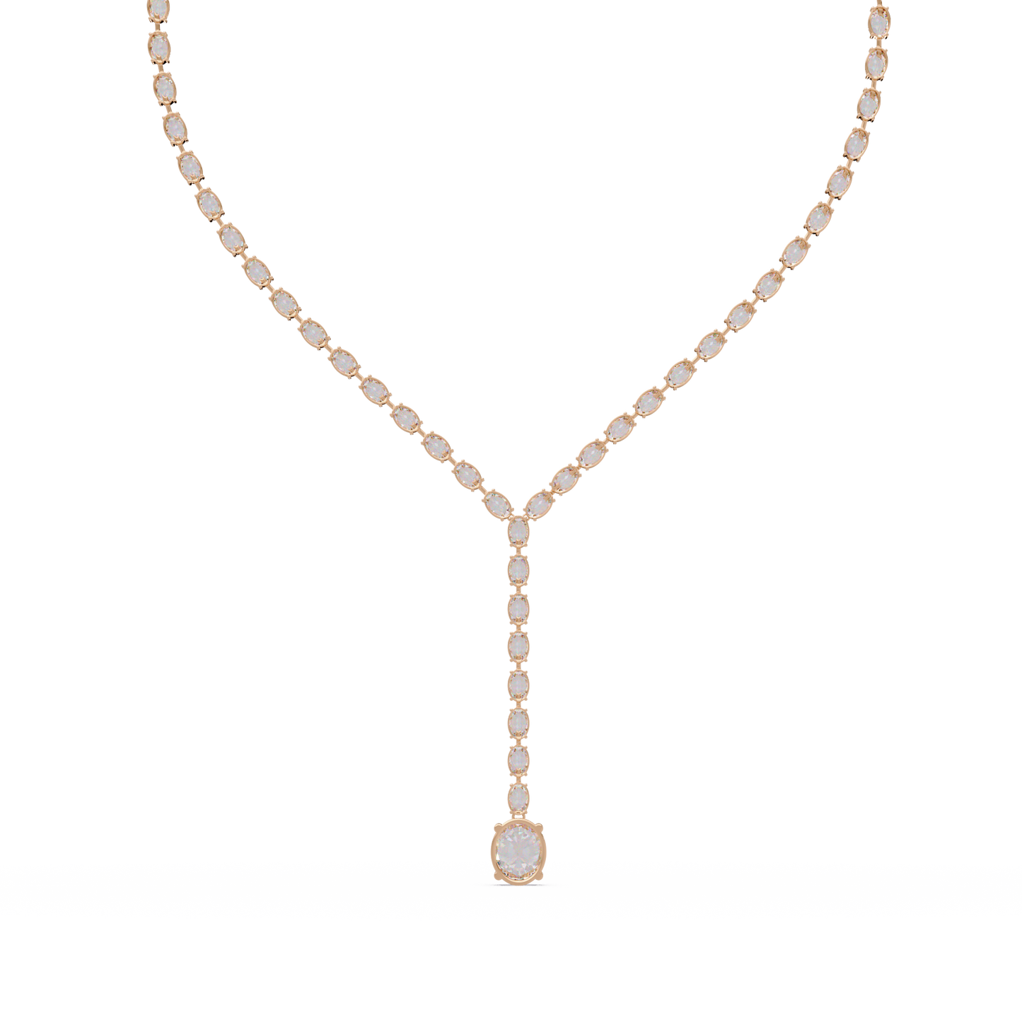 16.05 Ct Oval Diamond Drop Necklace 14K Gold Lab Grown Diamonds