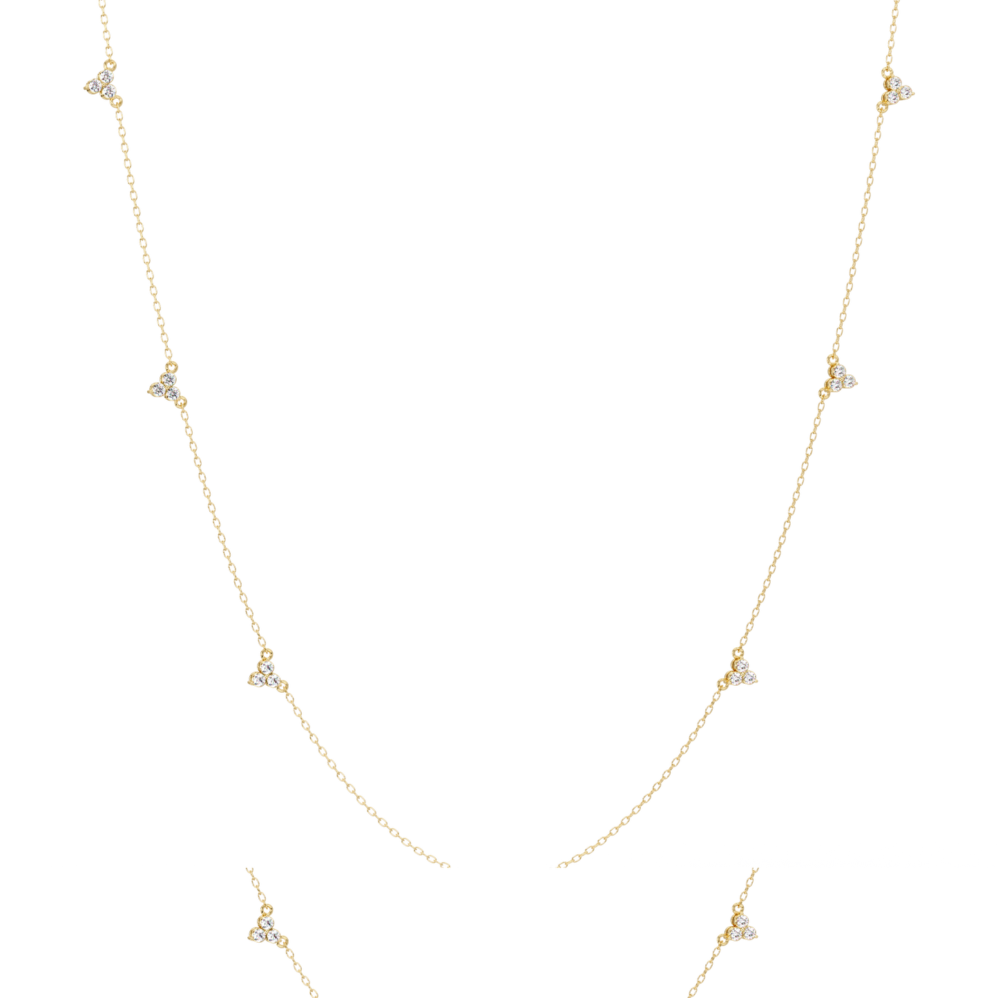 Diamond Clover Station Necklace 14K Gold Lab Grown Diamonds