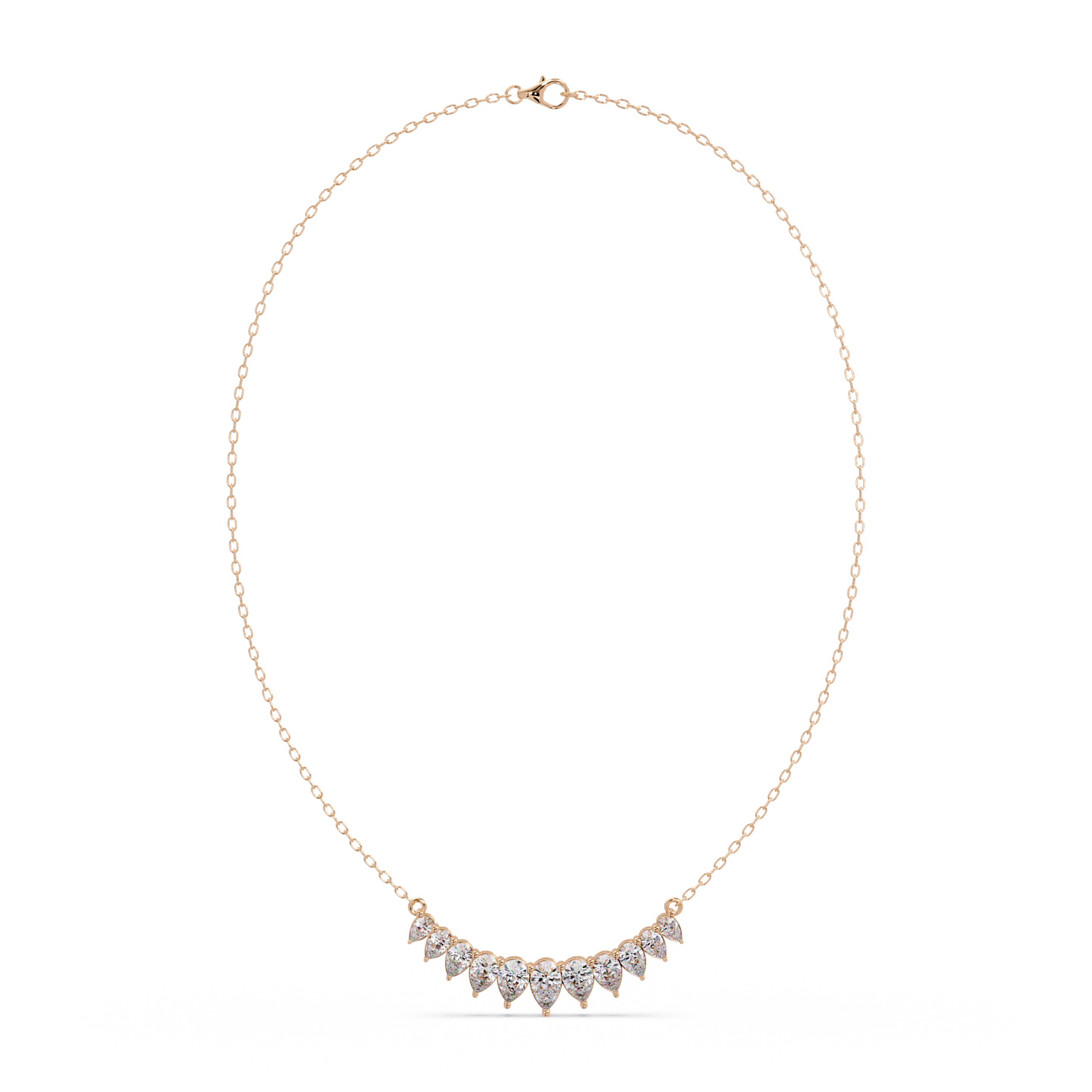 4.44 Carat Graduated Pear Diamond Necklace In 14K Gold Lab Grown