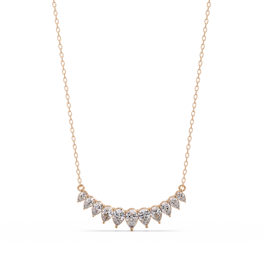 4.44 Carat Graduated Pear Diamond Necklace In 14K Gold Lab Grown