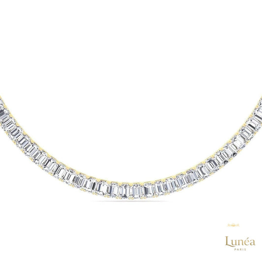 North South Emerald-Cut Lab Diamond Tennis Necklace