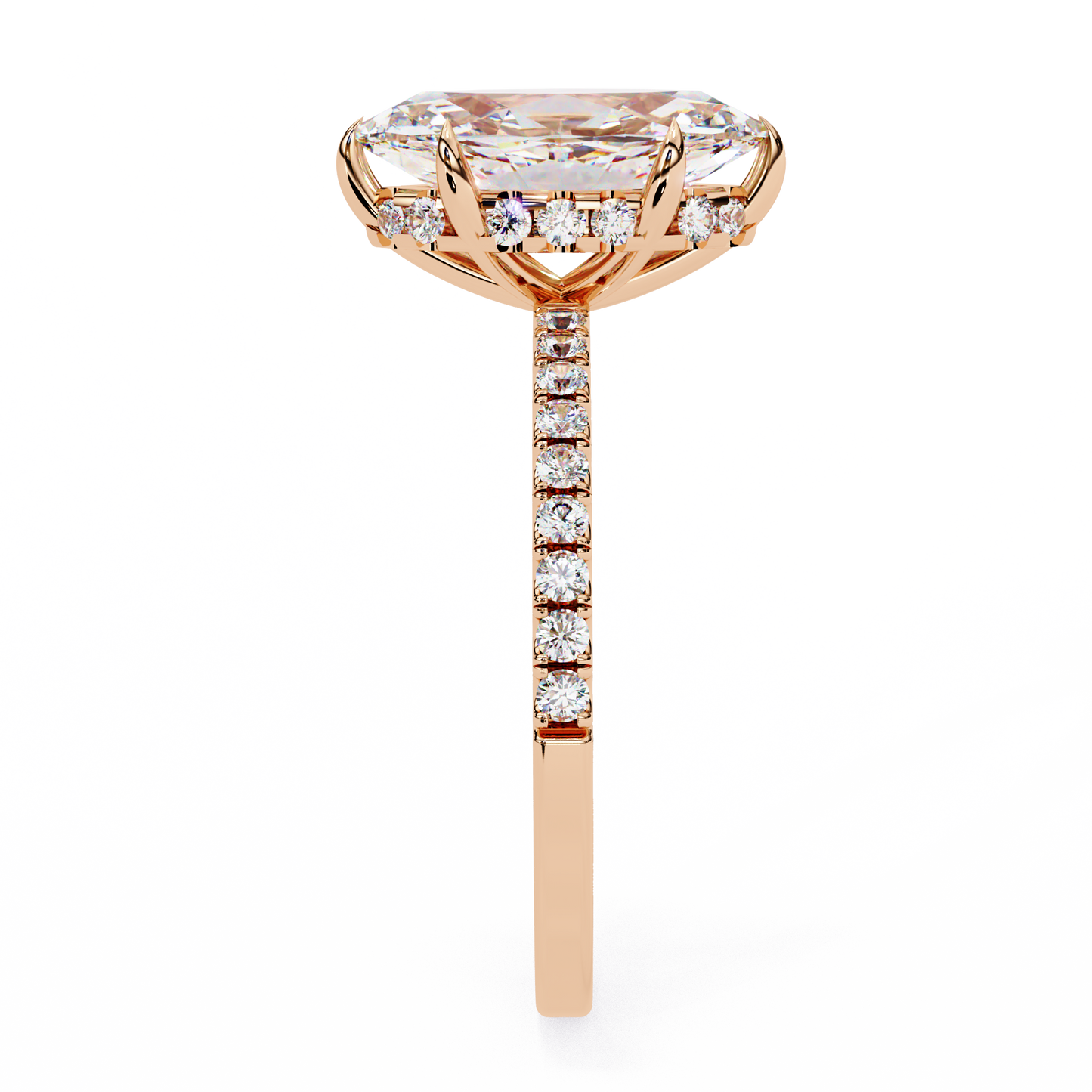 1.72 CTW Marquise Lab-Grown Diamond Hidden Halo Pavé Engagement Ring in 14K Gold