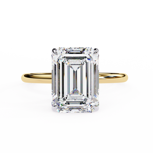2.62 CTW Emerald-Cut Lab-Grown Diamond Hidden Halo Solitaire Engagement Ring in 14K Gold