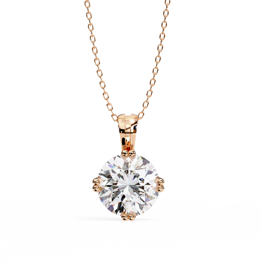 2.00 CT Round Lab-Grown Diamond Double-Prong Solitaire Pendant Necklace in 14K Gold & Platinum
