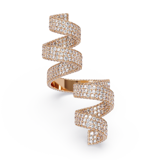 5.5 CTW Spiral Pavé Statement Diamond Ring