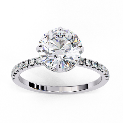 2.67 CTW Round Lab-Grown Diamond Hidden Halo Pavé Engagement Ring in 14K Gold