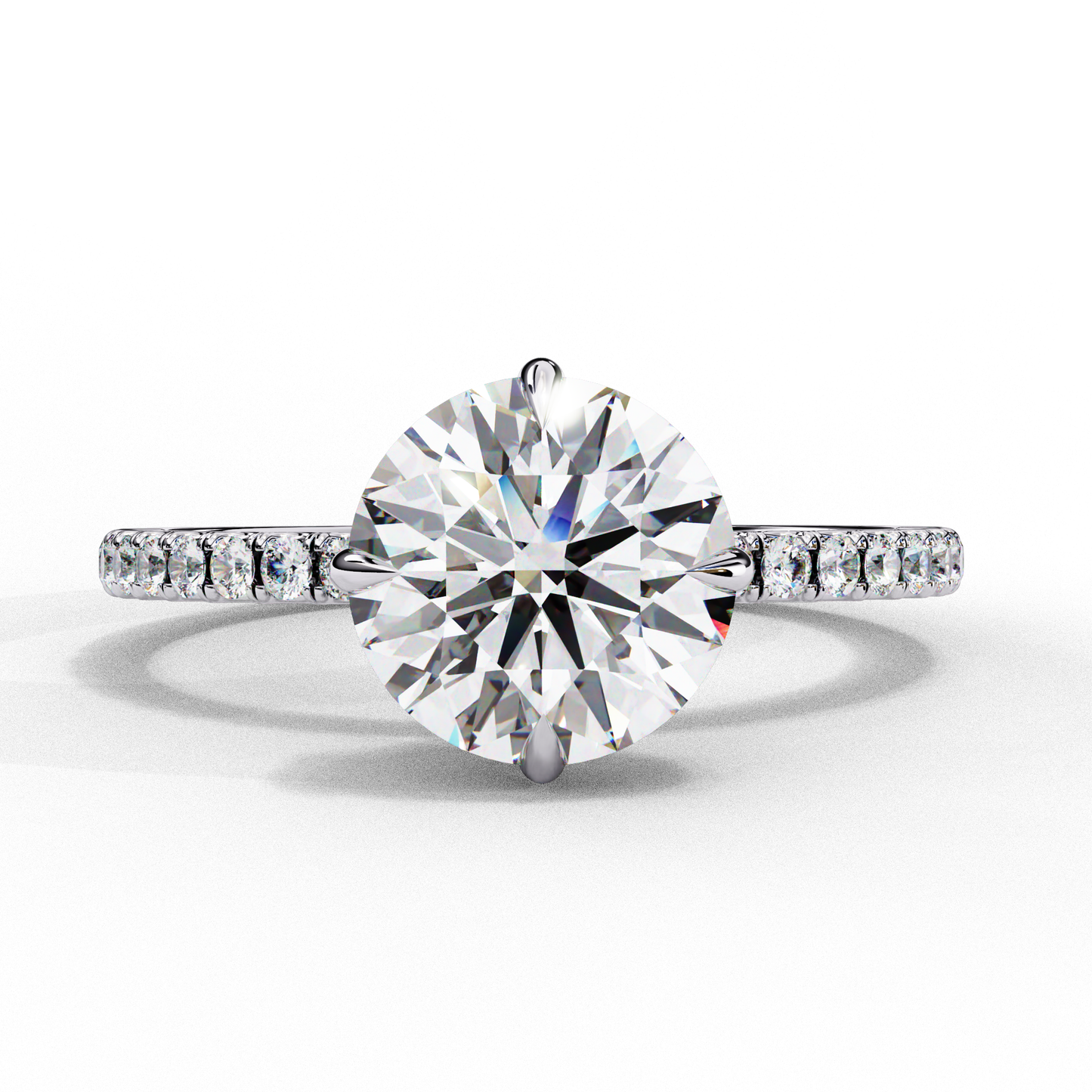 2.67 CTW Round Lab-Grown Diamond Hidden Halo Pavé Engagement Ring in 14K Gold