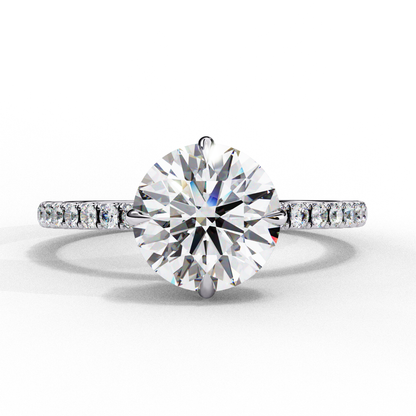 2.67 CTW Round Lab-Grown Diamond Hidden Halo Pavé Engagement Ring in 14K Gold