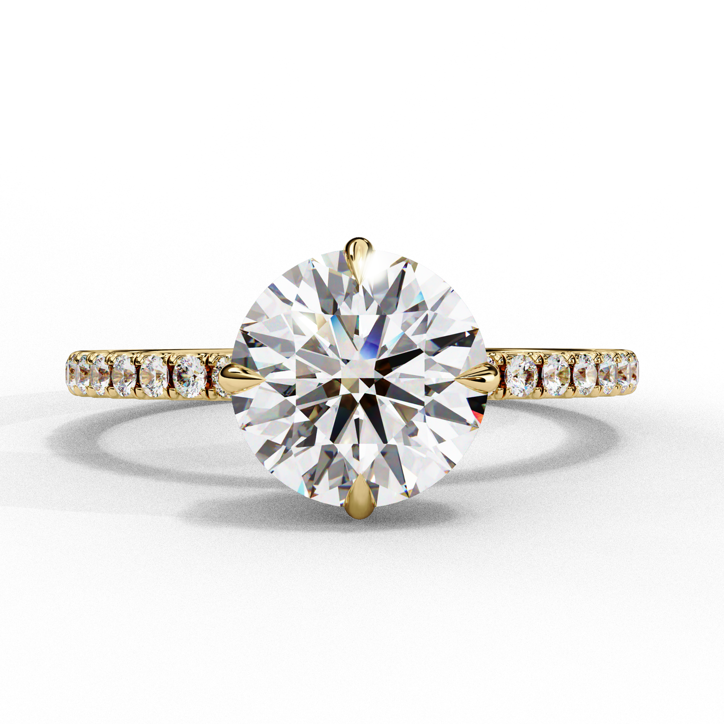 2.67 CTW Round Lab-Grown Diamond Hidden Halo Pavé Engagement Ring in 14K Gold