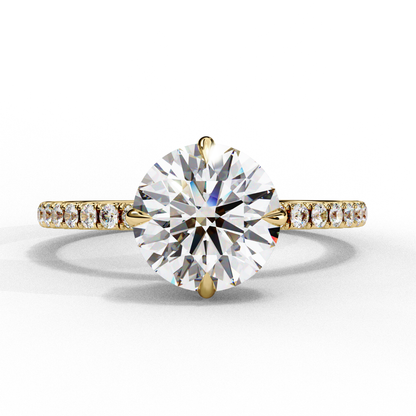 2.67 CTW Round Lab-Grown Diamond Hidden Halo Pavé Engagement Ring in 14K Gold