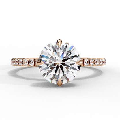 2.67 CTW Round Lab-Grown Diamond Hidden Halo Pavé Engagement Ring in 14K Gold