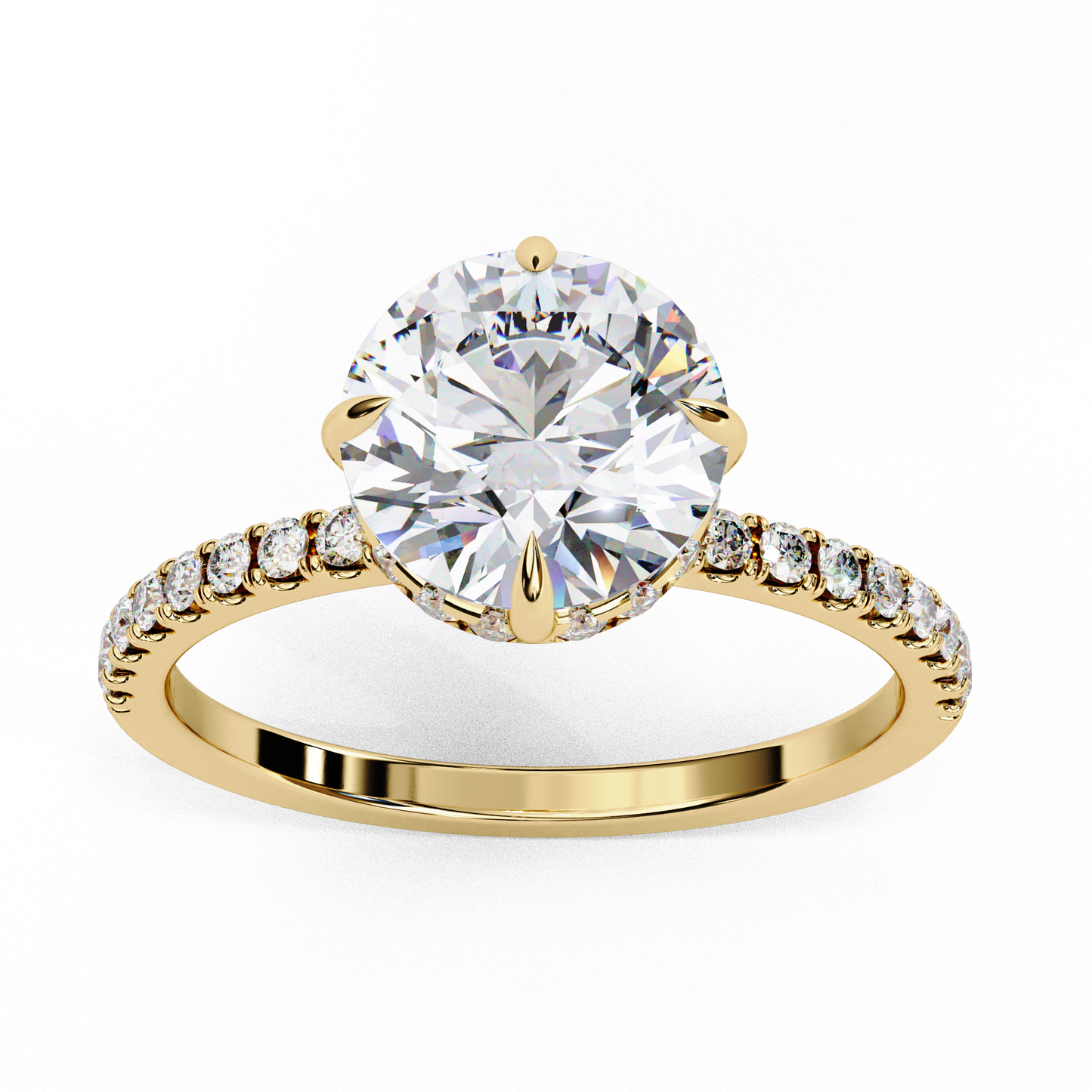 2.67 CTW Round Lab-Grown Diamond Hidden Halo Pavé Engagement Ring in 14K Gold