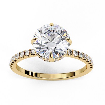 2.67 CTW Round Lab-Grown Diamond Hidden Halo Pavé Engagement Ring in 14K Gold