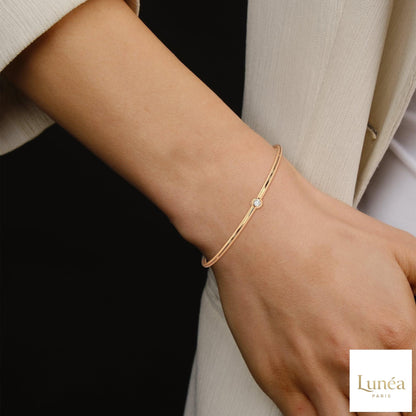 0.10 Ct. Bezel Set Lab Diamond Bangle Minimalist Luxe