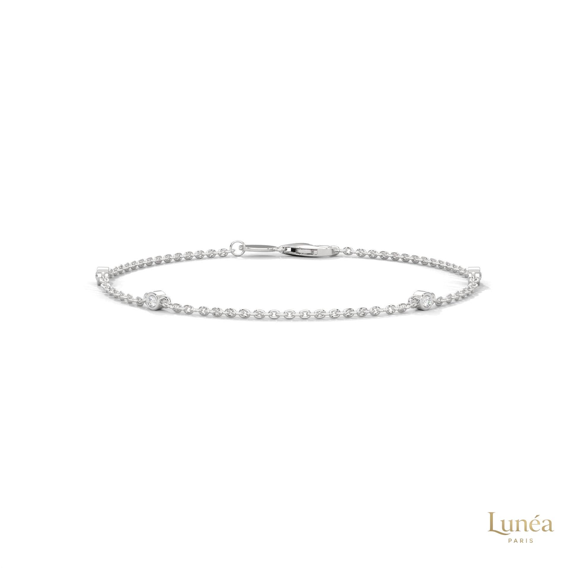 0.10 Ct. Lab Diamond Bezel Station Bracelet