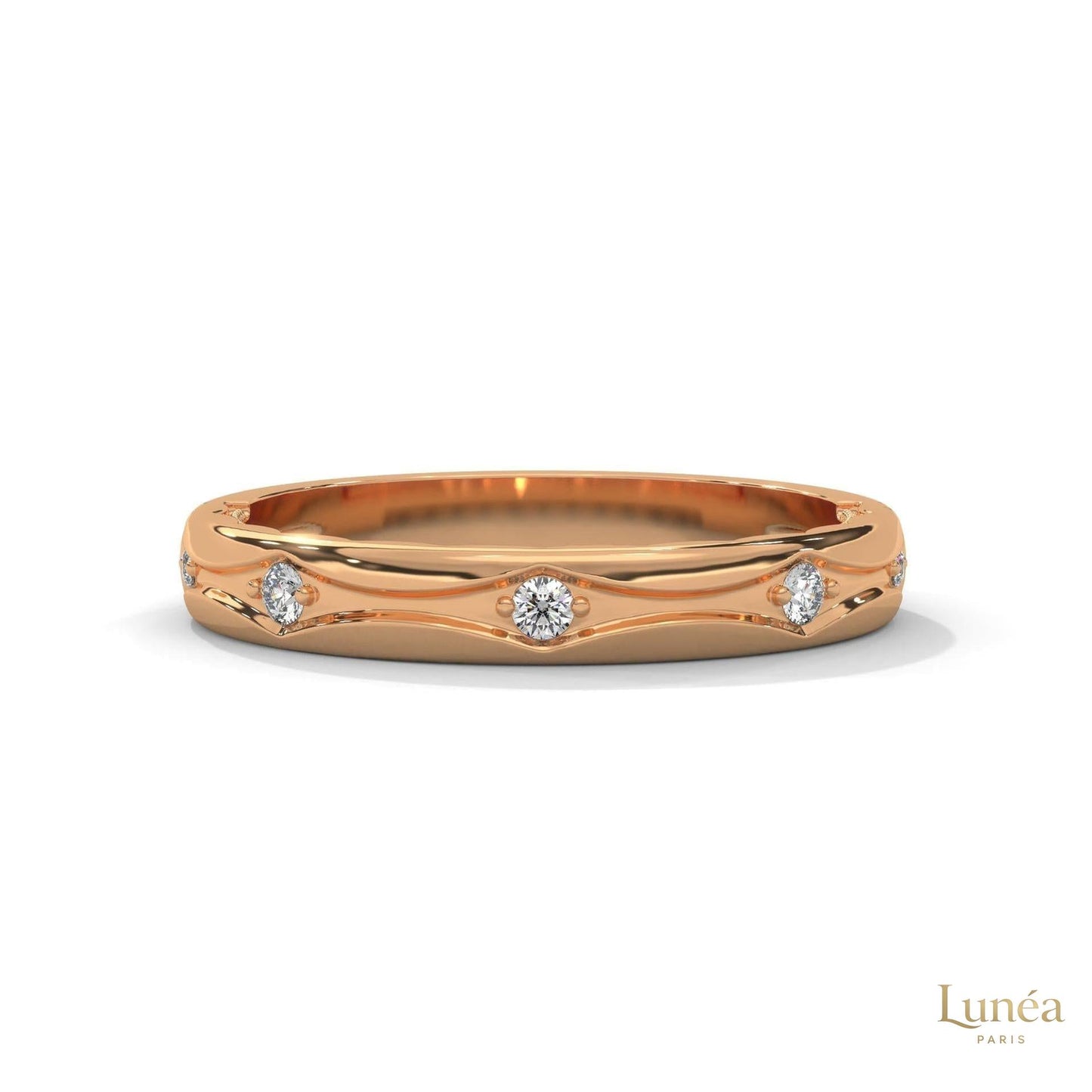 0.10 Ct. Scalloped Lab Diamond Accent Band Ring