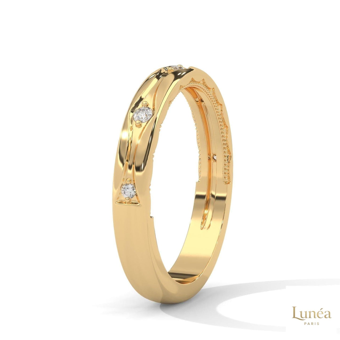 0.10 Ct. Scalloped Lab Diamond Accent Band Ring