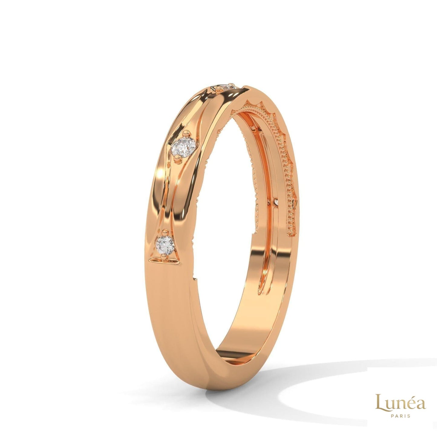0.10 Ct. Scalloped Lab Diamond Accent Band Ring