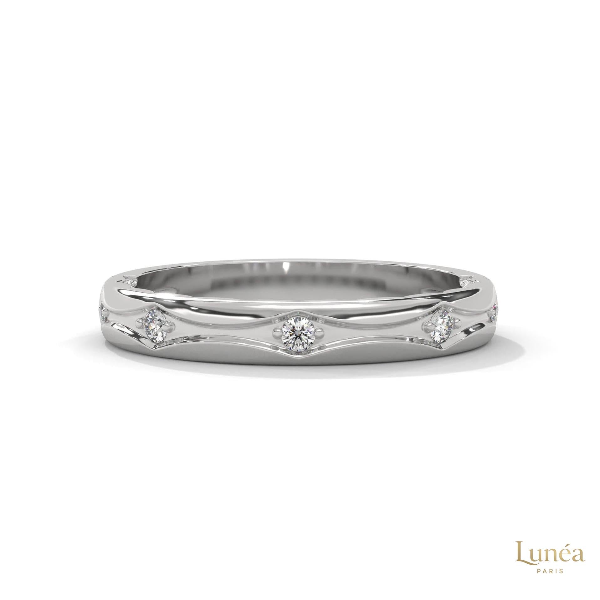 0.10 Ct. Scalloped Lab Diamond Accent Band Ring