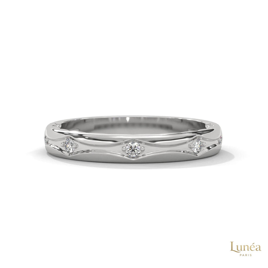 0.10 Ct. Scalloped Lab Diamond Accent Band Ring