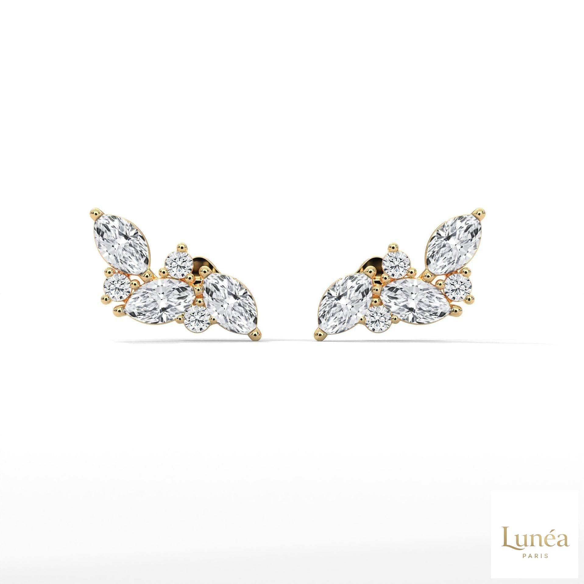 0.15 CT. Marquise Cluster Diamond Earrings