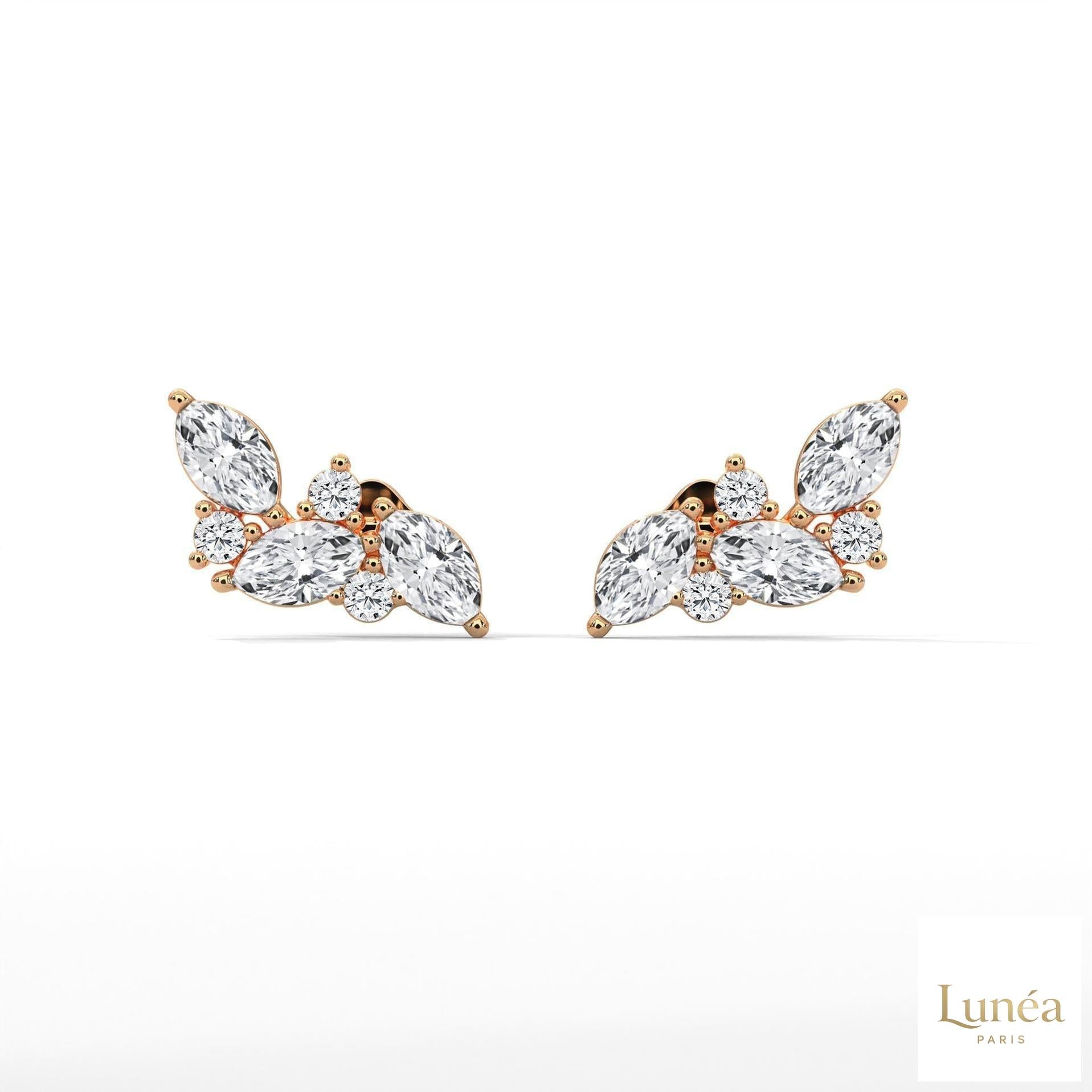 0.15 CT. Marquise Cluster Diamond Earrings