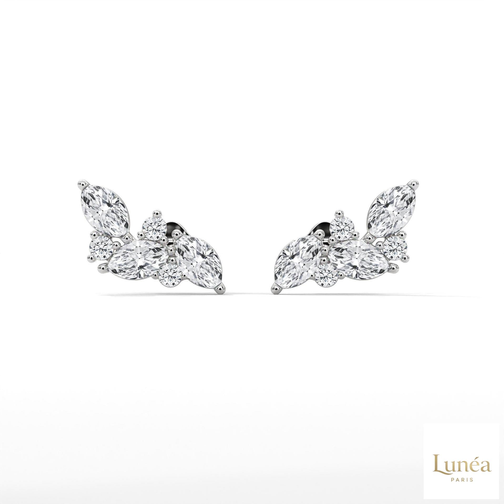 0.15 CT. Marquise Cluster Diamond Earrings